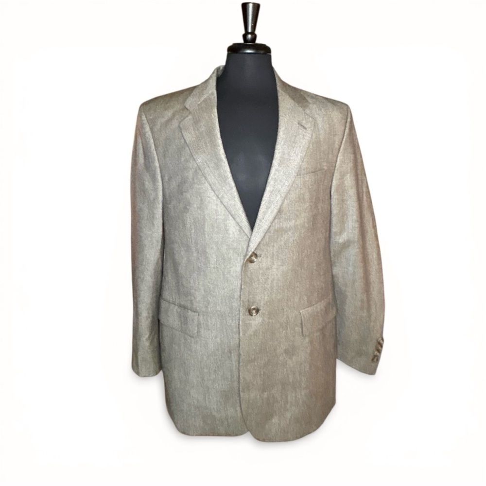 Lauren Ralph Lauren Blazer Sport Coat Mens 42S Brown Glen Plaid Wool Cashmere